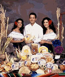 The three Magaña children with Diana's tortilla products, the portrait displayed on the company's trucks